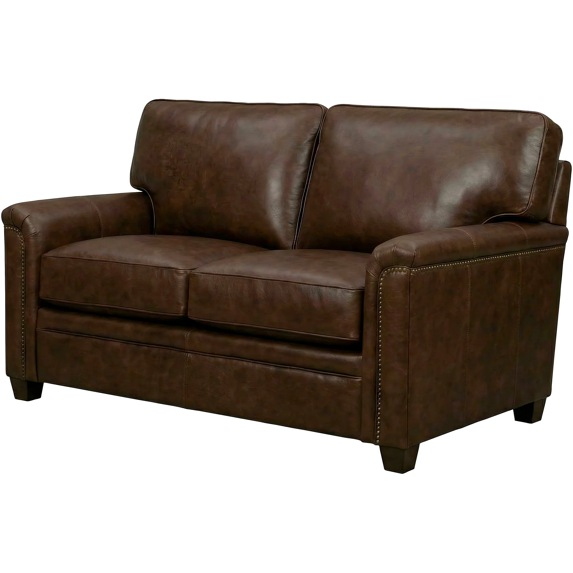 Warren Feather Blend Leather Nail Head Loveseat - Image 2