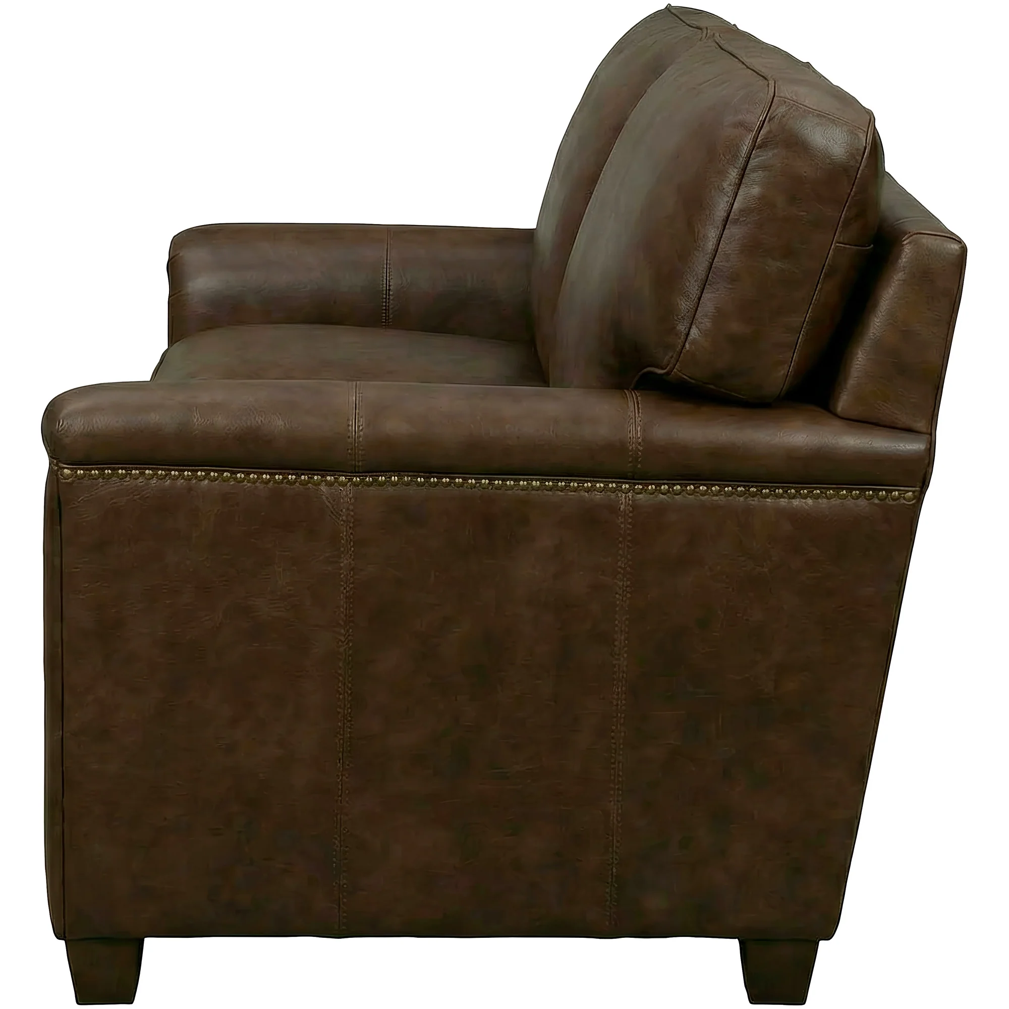 Warren Feather Blend Leather Nail Head Loveseat - Image 5