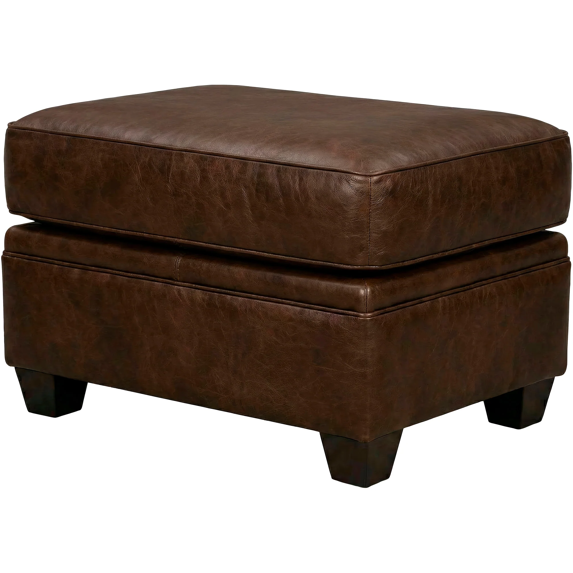 Warren Feather Blend Leather Ottoman - Image 2