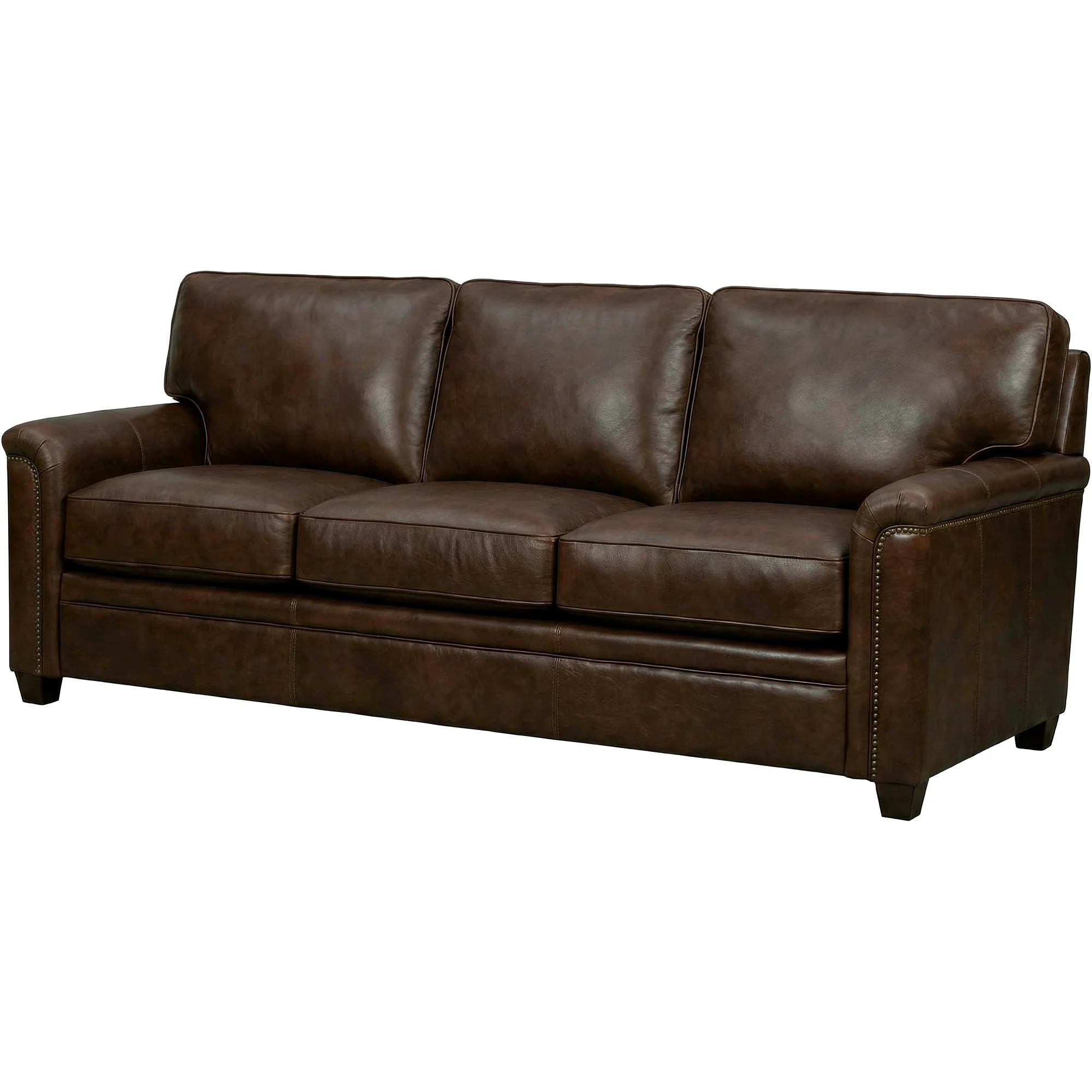 Warren Feather Blend Leather Nail Head Sofa Sleeper - Image 2