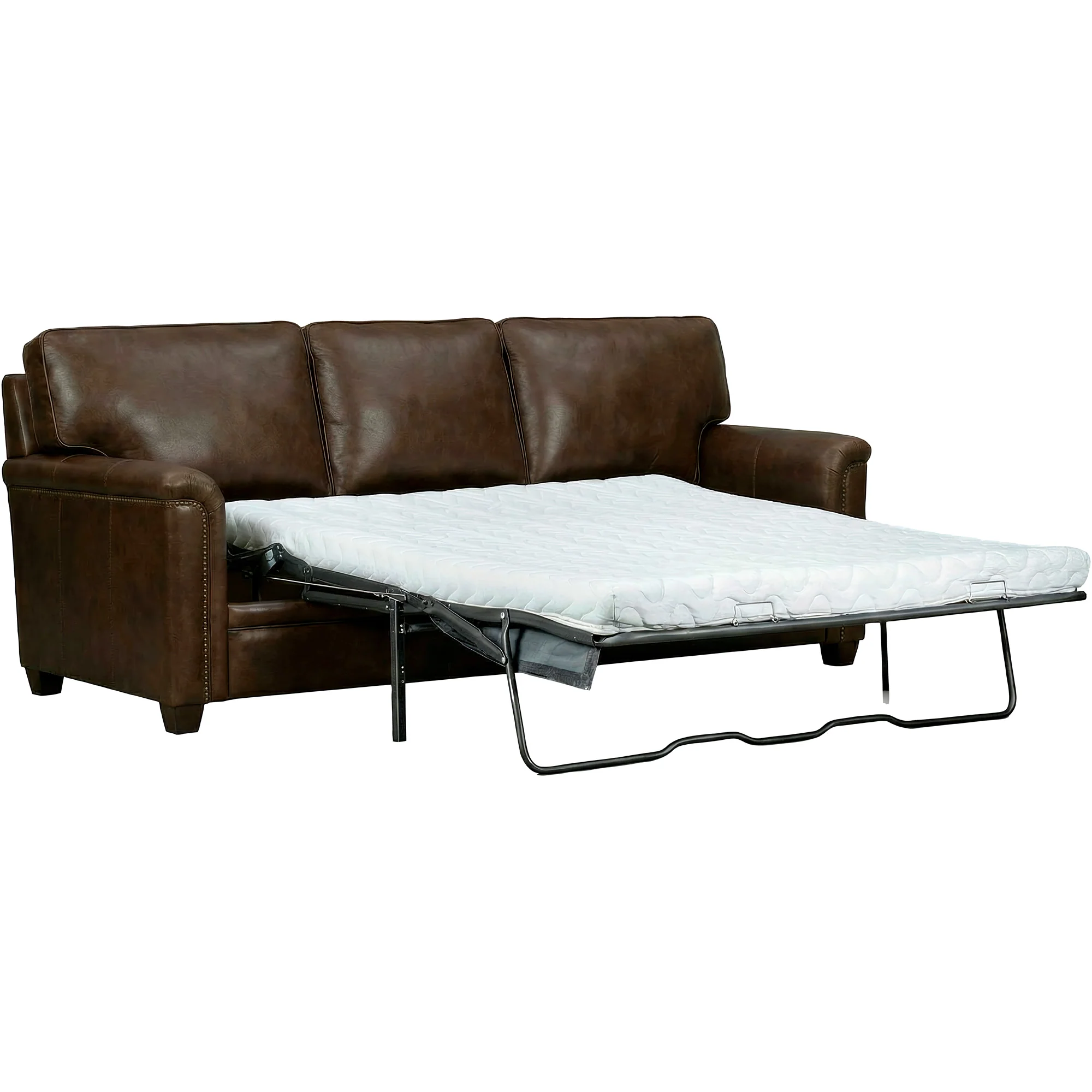Warren Feather Blend Leather Nail Head Sofa Sleeper - Image 6