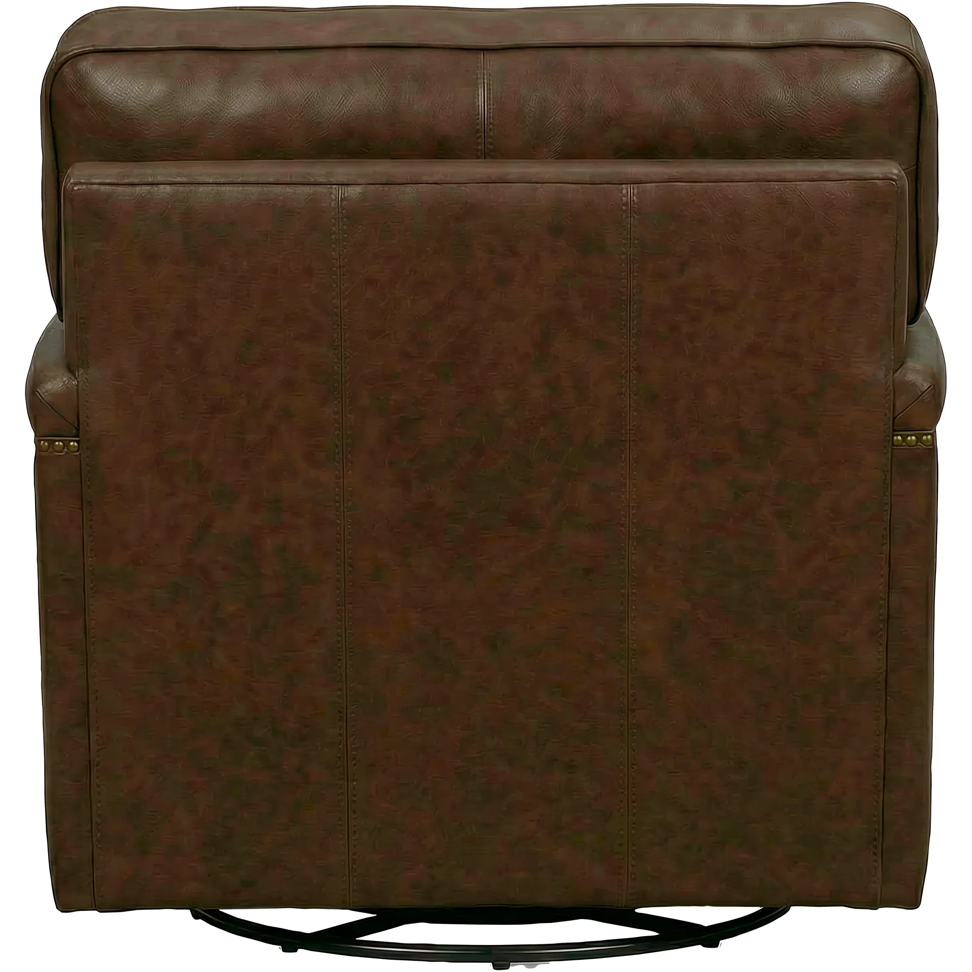Warren Feather Blend Leather Nail Head Swivel Chair - Image 4