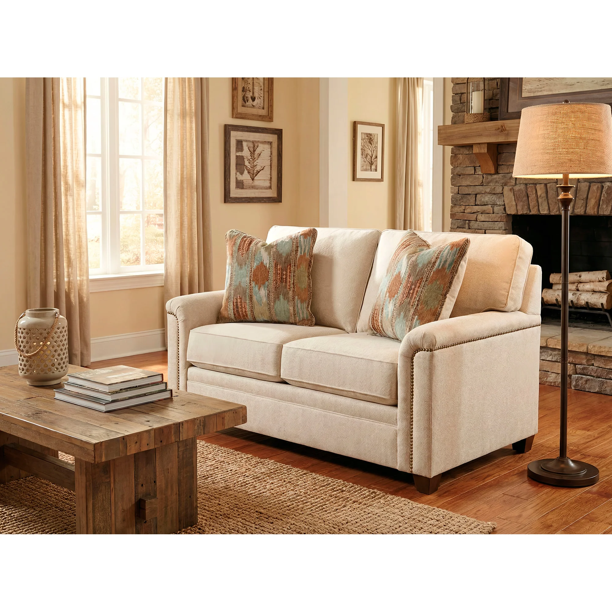 Warren Feather Blend Nail Head Loveseat - Image 3
