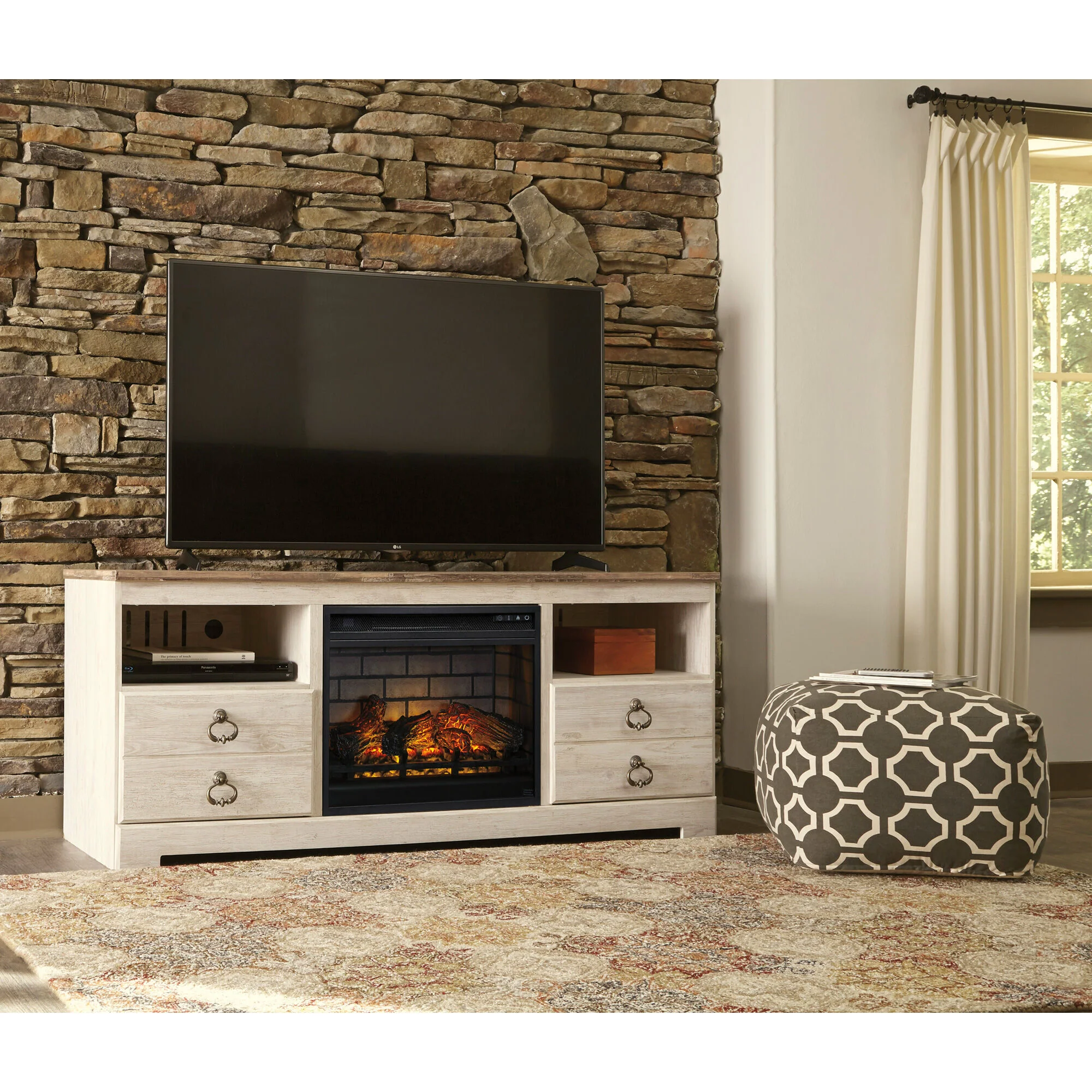 Willowton 64 Inch Infrared Fireplace TV Stand - Image 2